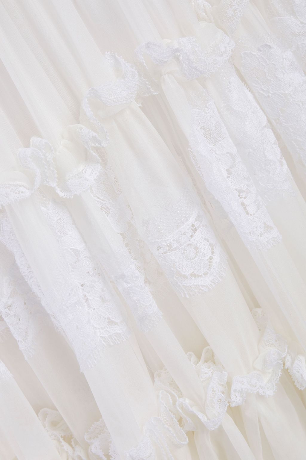 DOLCE&GABBANA Tiered paneled lace and silk-blend voile mini dress