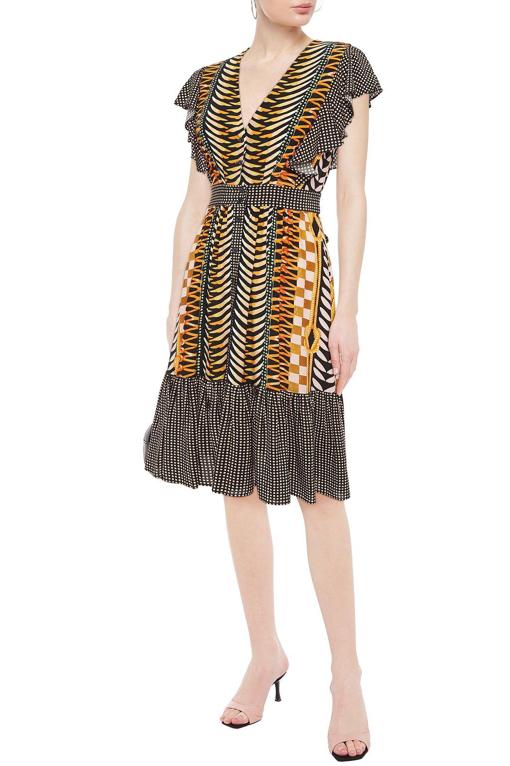 TEMPERLEY LONDON Sweetpea ruffled printed crepe dress