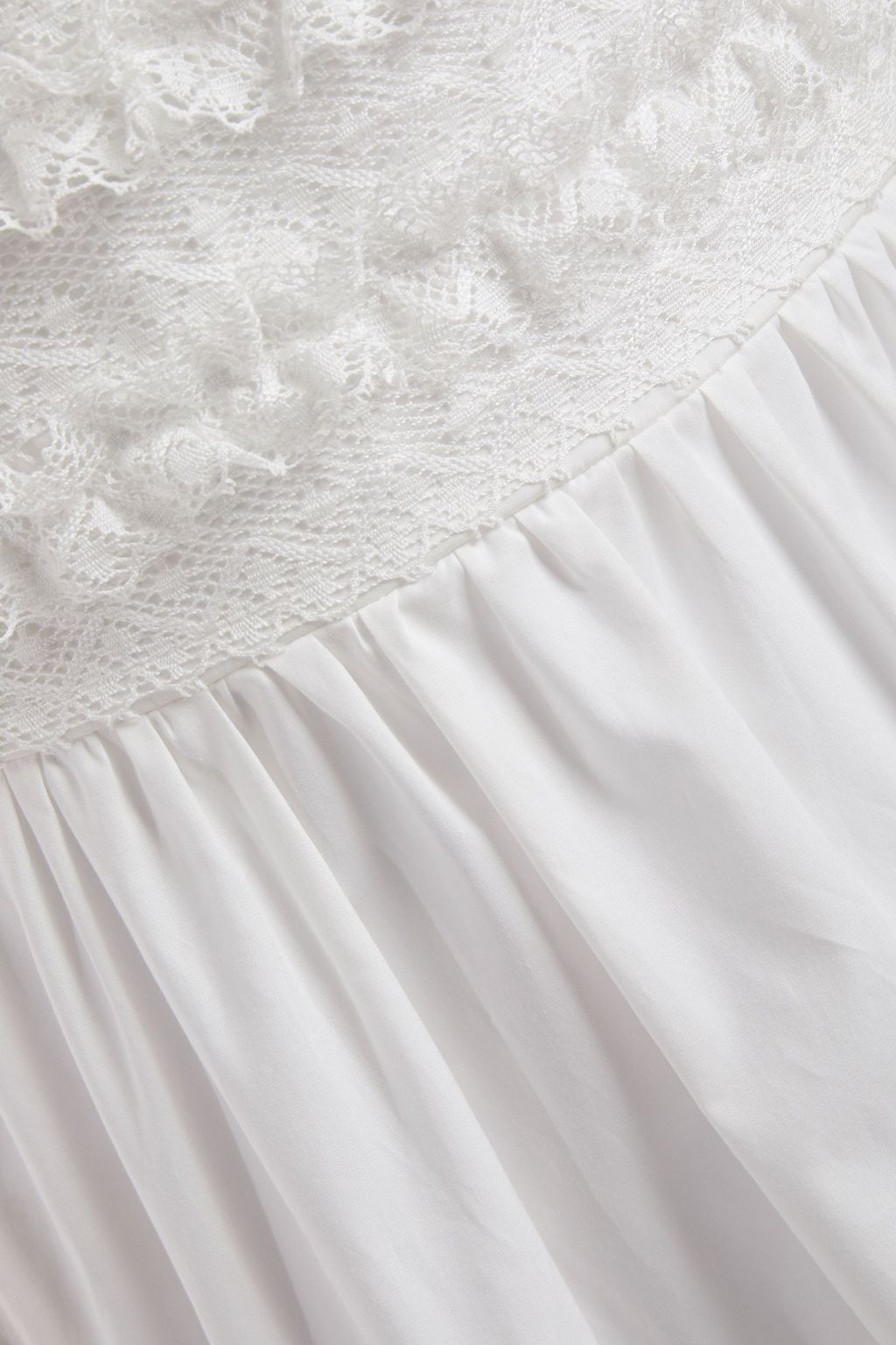 DOLCE&GABBANA Tiered ruffled lace and cotton-blend poplin dress