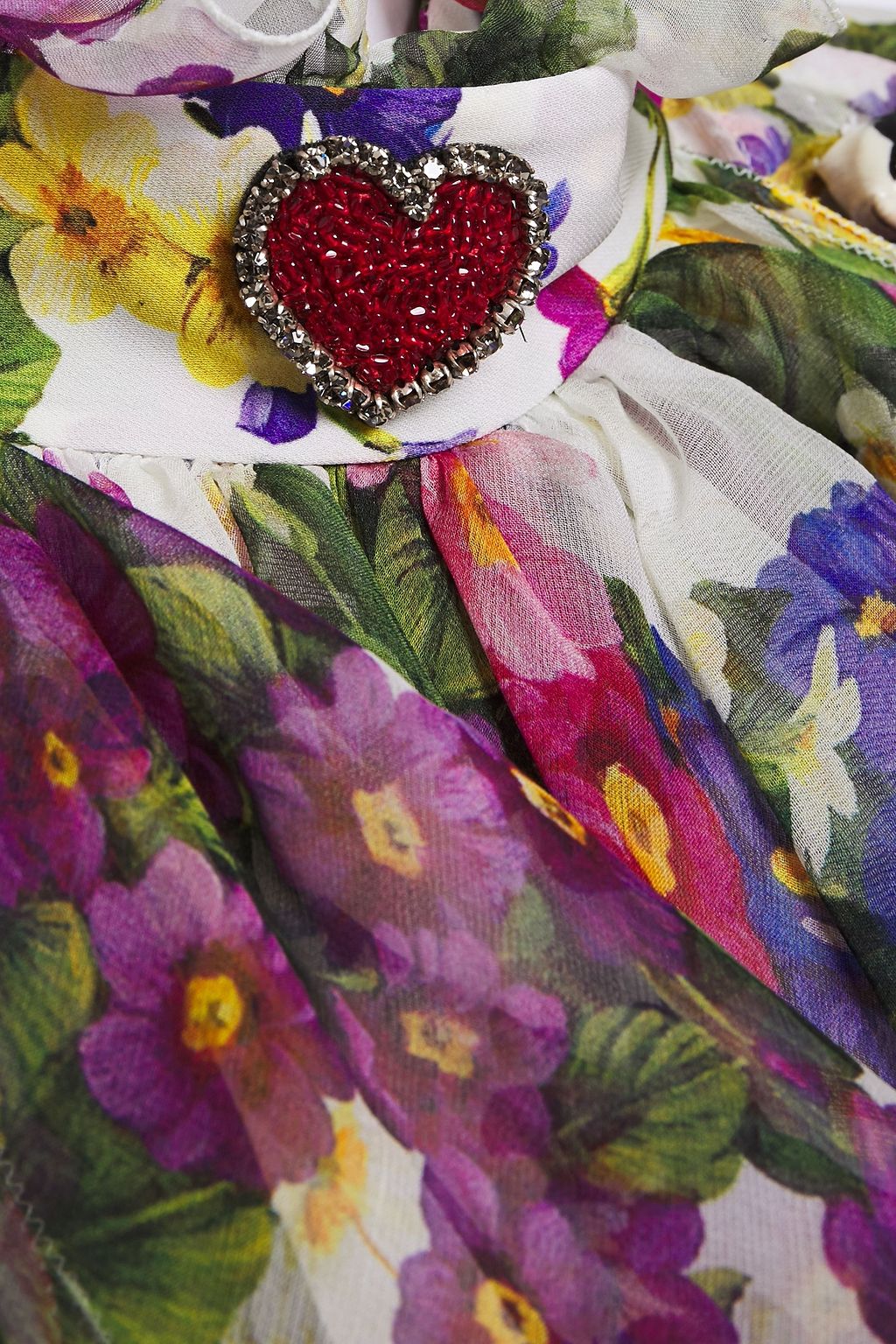 DOLCE&GABBANA Ruffled floral-print silk-blend chiffon blouse