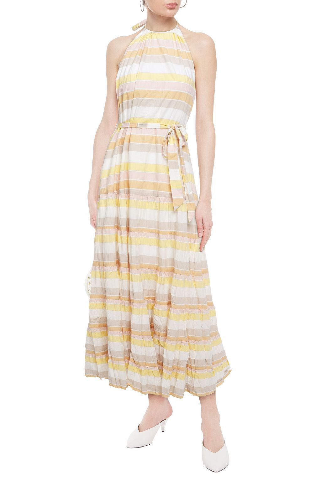 ZIMMERMANN Primrose striped crinkled-cotton halterneck maxi dress
