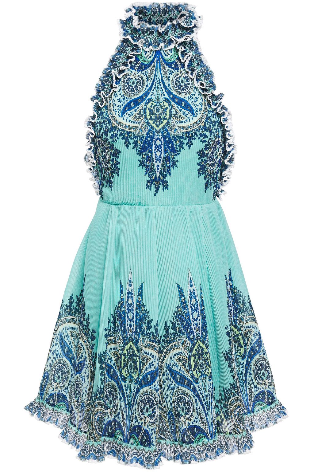 moncur ruffle neck mini dress