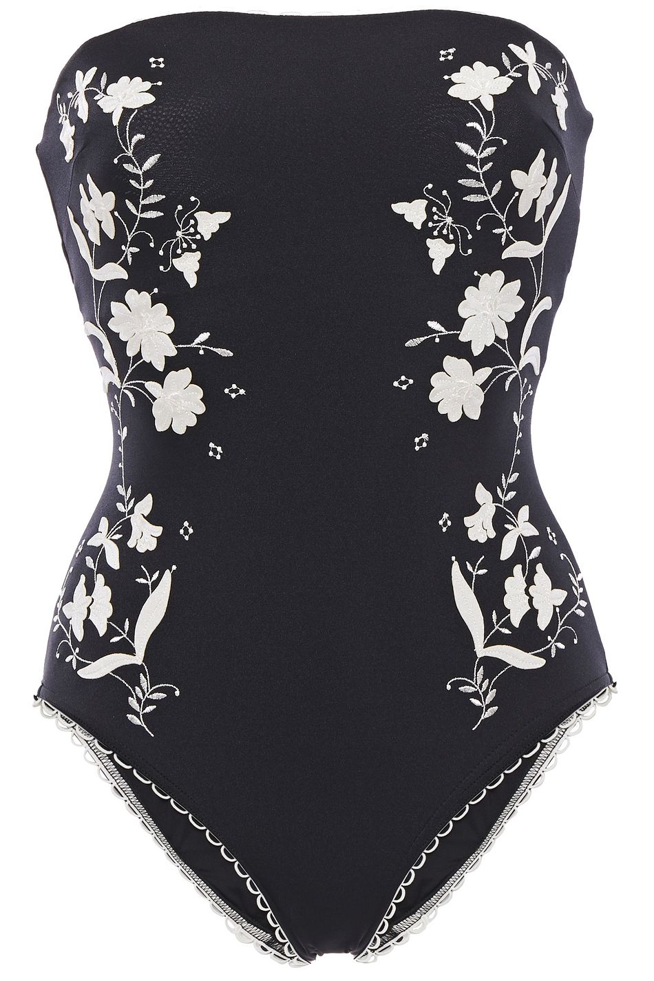 black embroidered swimsuit