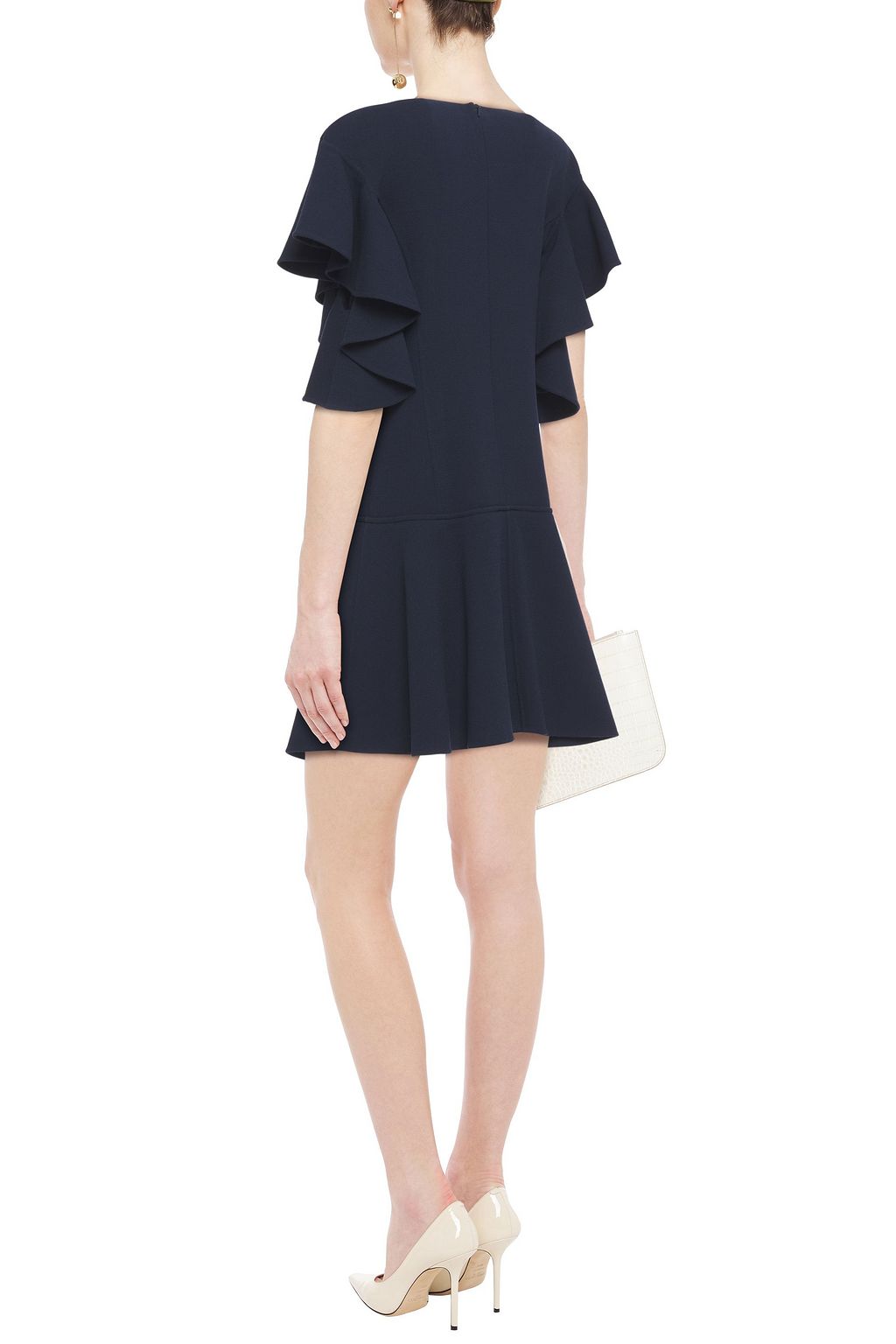 OSCAR DE LA RENTA Ruffled wool-blend crepe mini dress