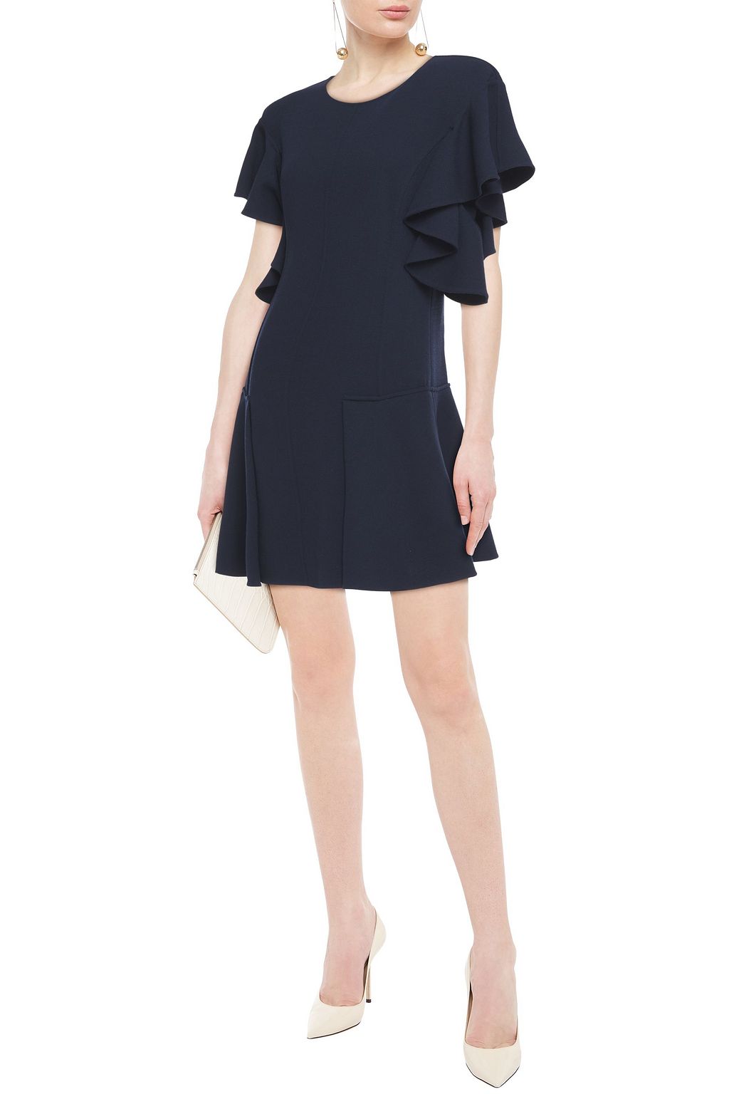 OSCAR DE LA RENTA Ruffled wool-blend crepe mini dress