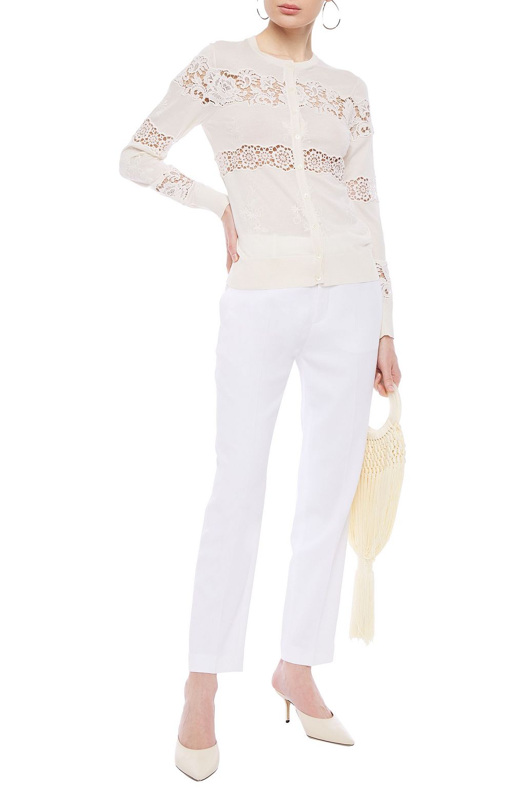 DOLCE&GABBANA Embroidered crochet, guipure lace and silk-blend cardigan