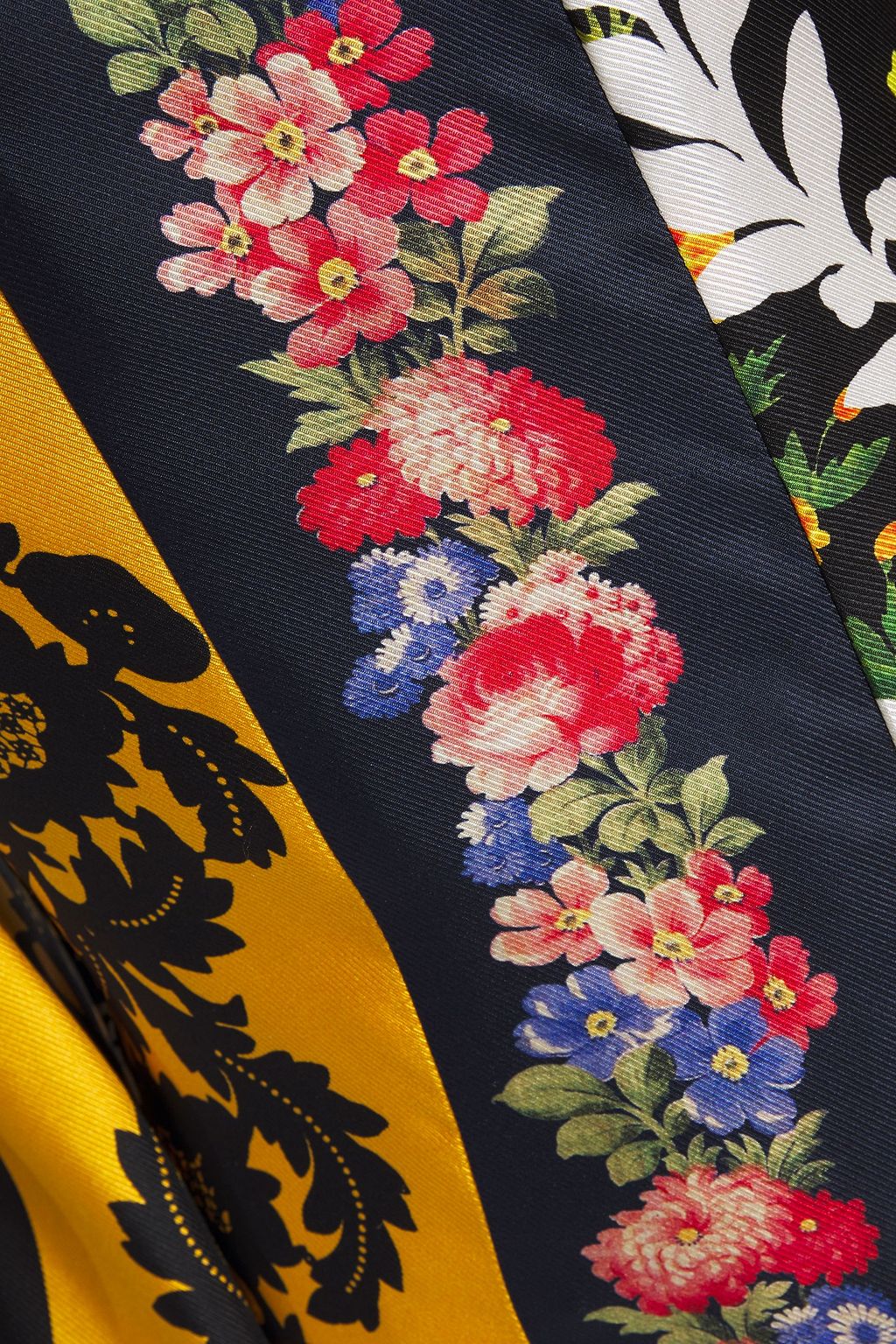 OSCAR DE LA RENTA Pleated floral-print silk-twill midi dress