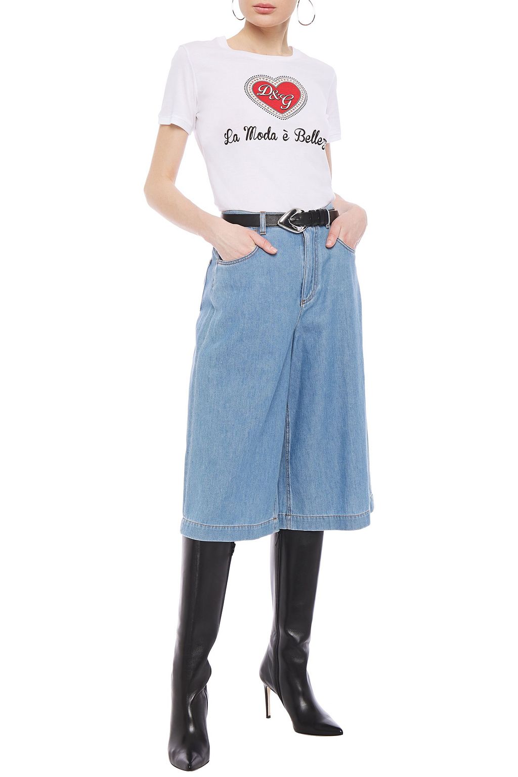 DOLCE&GABBANA Embellished printed cotton-jersey T-shirt