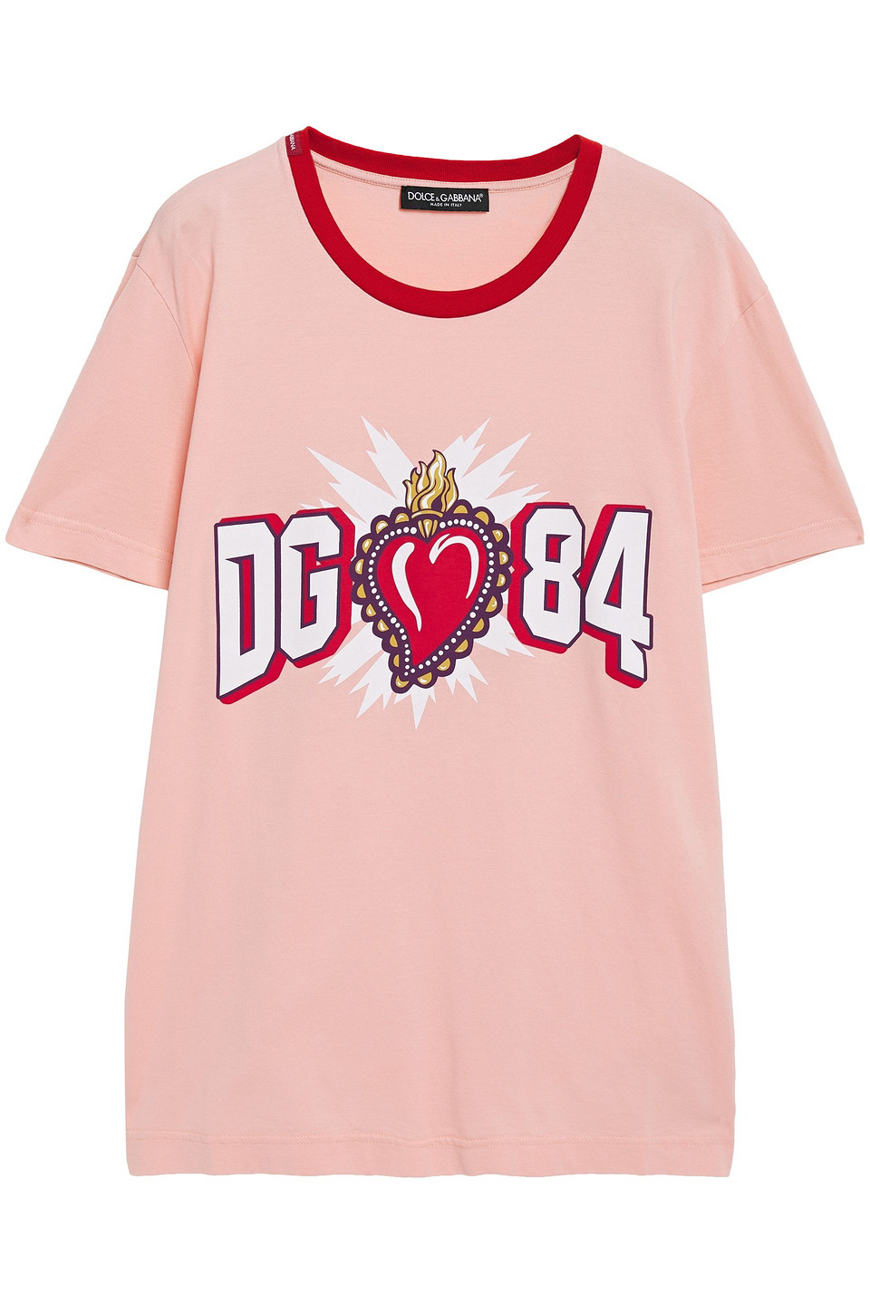 Dolce&Gabbana - Printed cotton-jersey T-shirt - Pink - IT 36