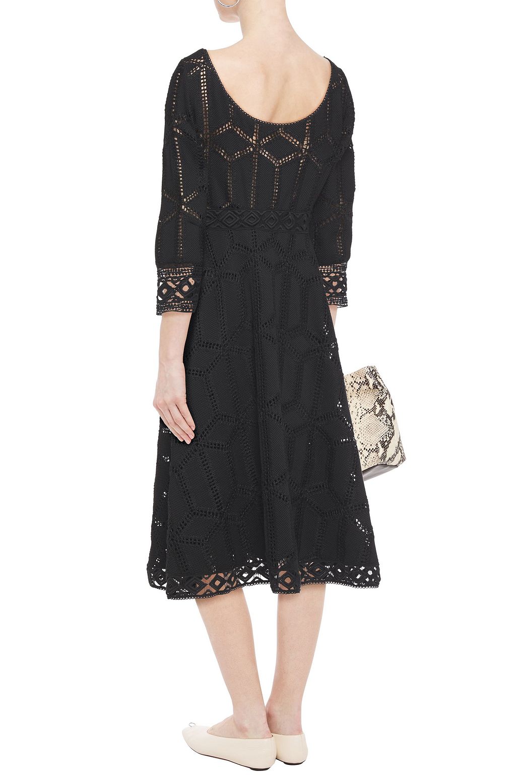 BA&SH Rosewelle macramé lace-trimmed crocheted midi dress