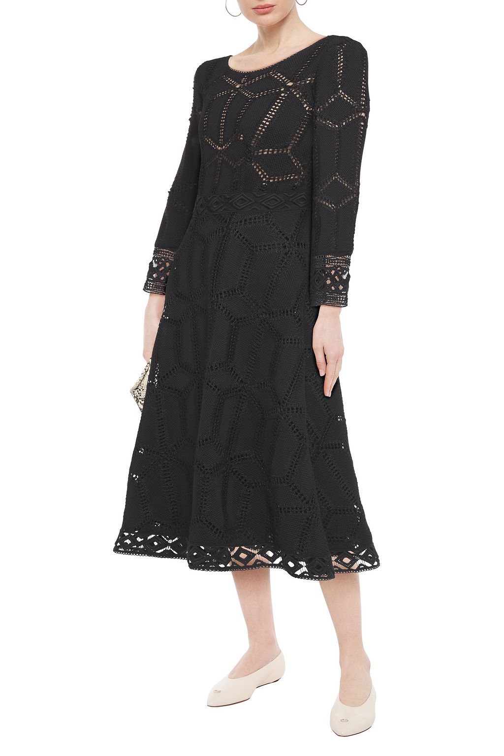 BA&SH Rosewelle macramé lace-trimmed crocheted midi dress