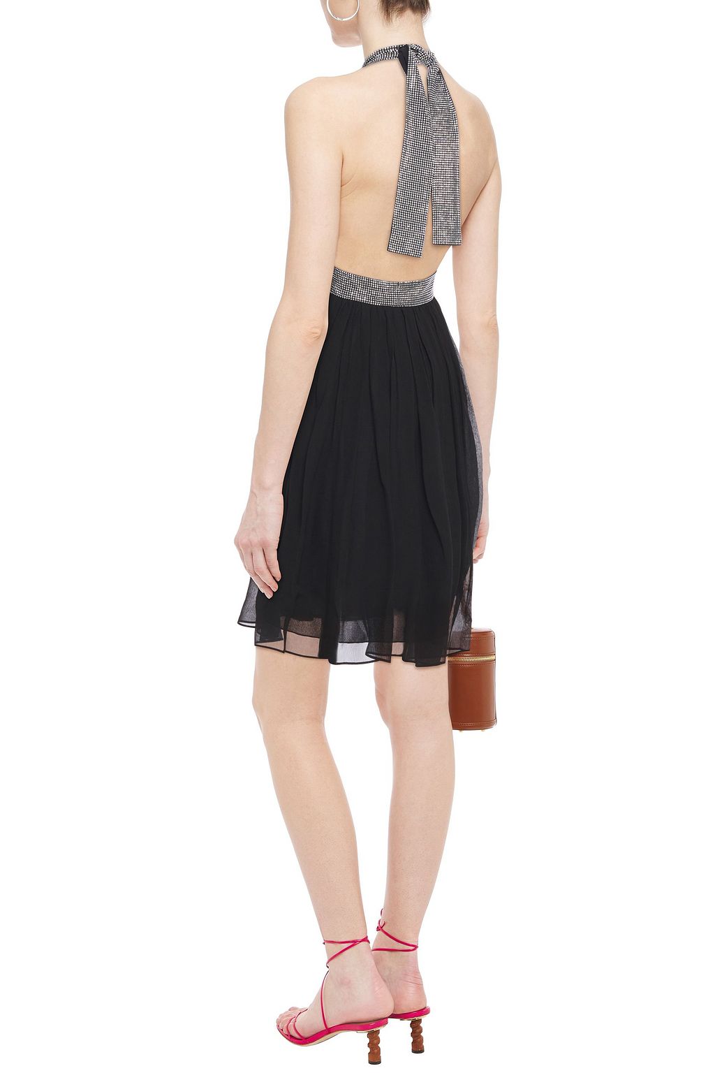 BA&SH Jing crystal-embellished silk-georgette halterneck mini dress