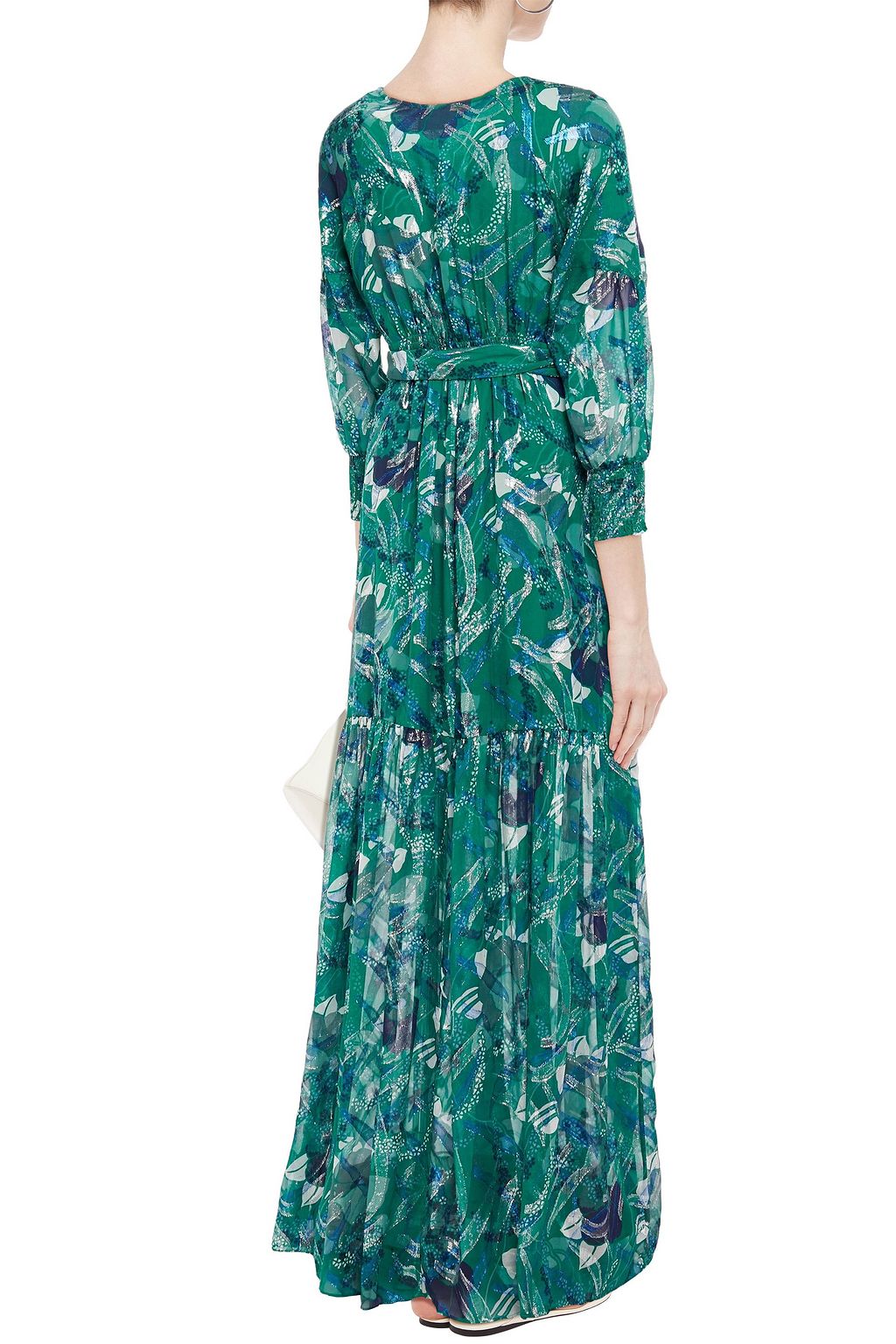 BA&SH Metallic fil coupé floral-print silk-blend maxi dress