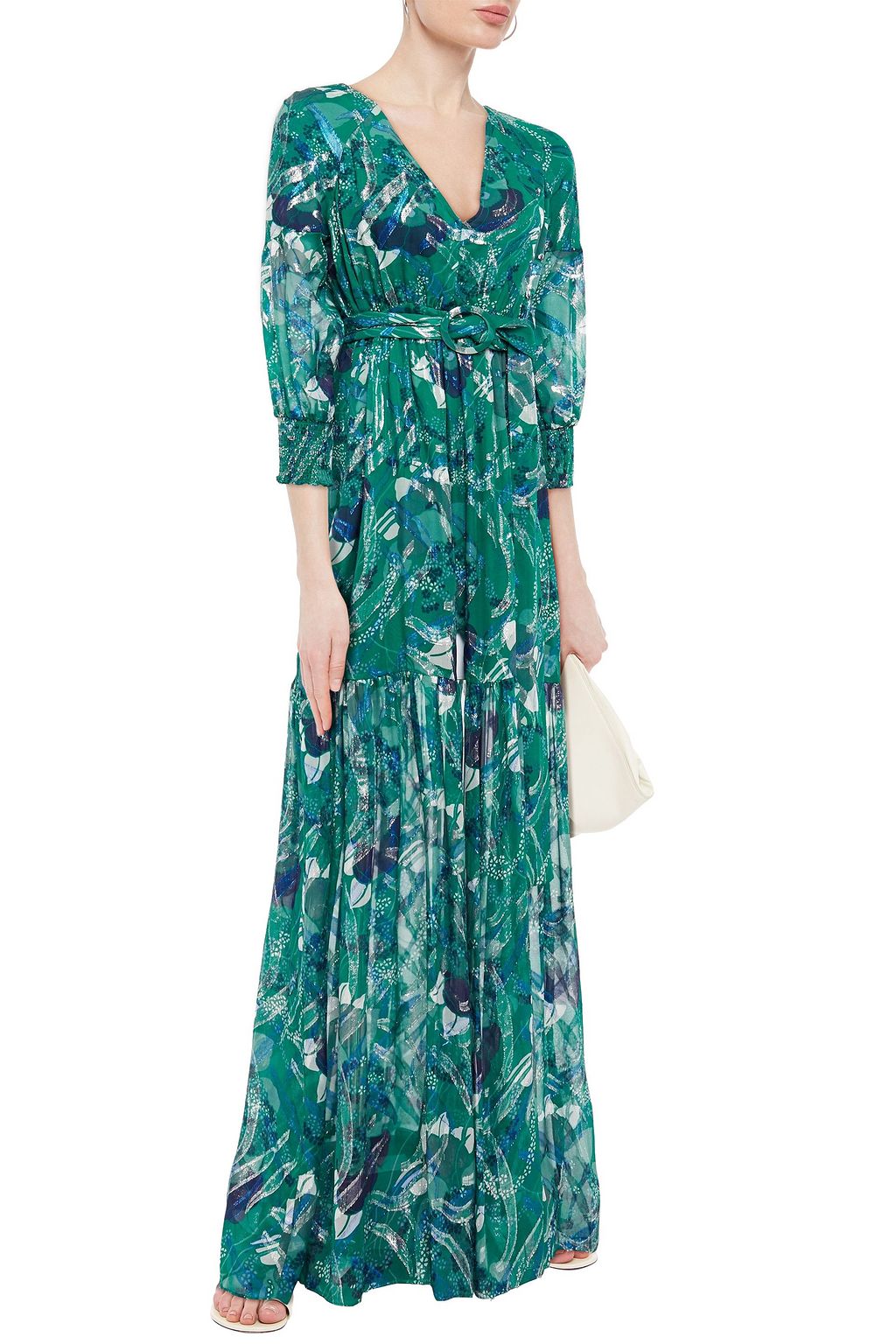 BA&SH Metallic fil coupé floral-print silk-blend maxi dress