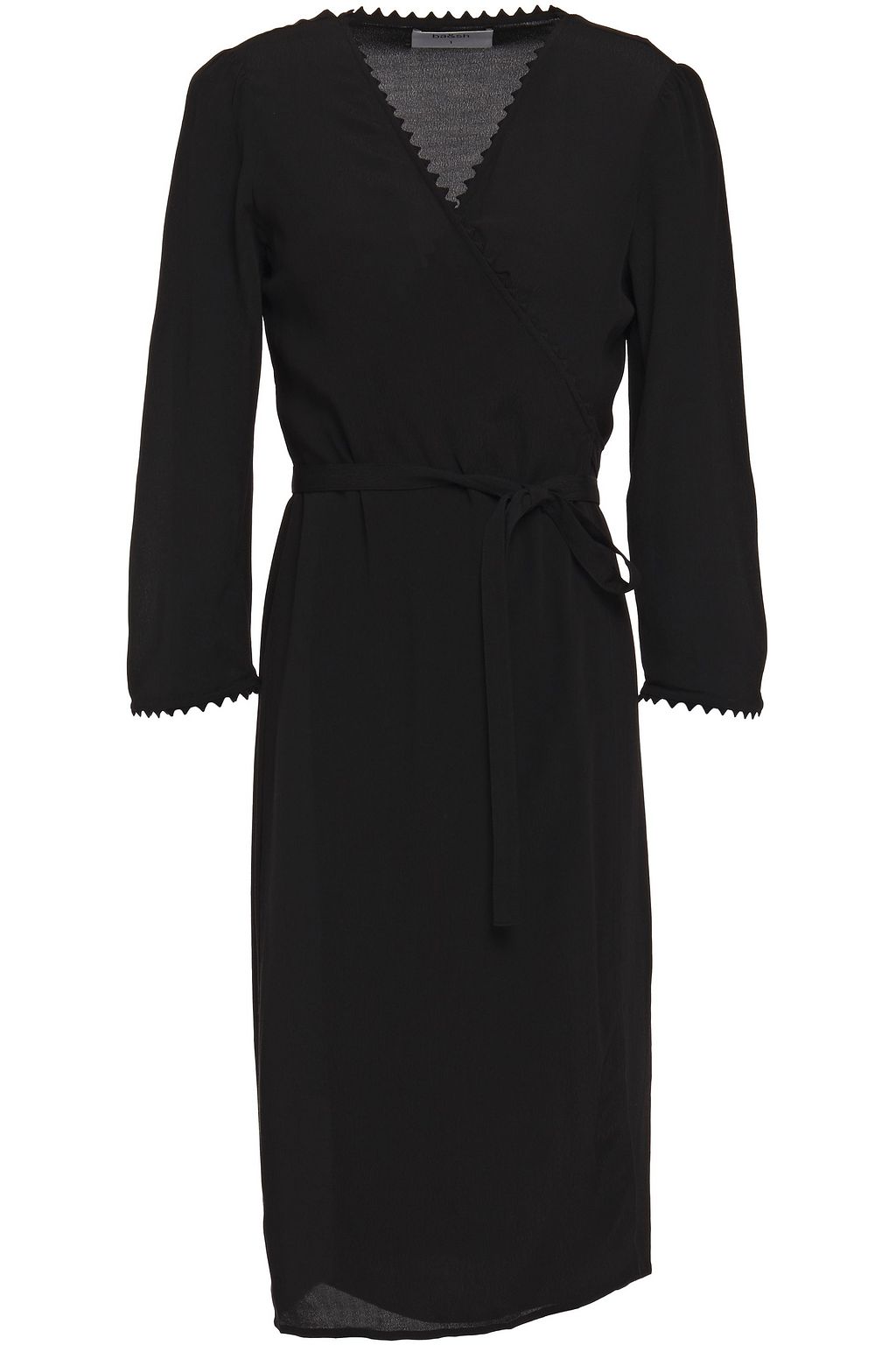 black crepe wrap dress
