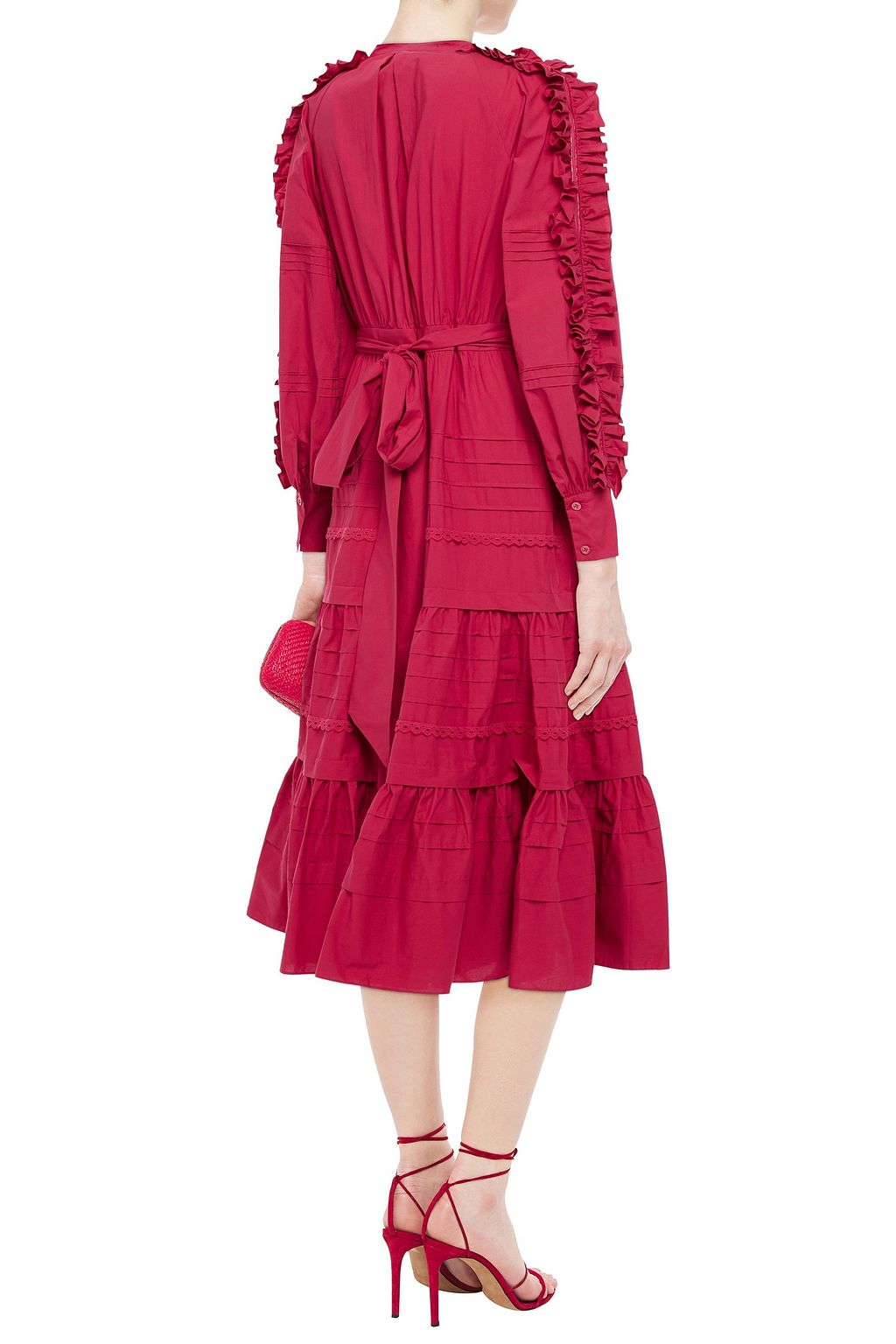 TEMPERLEY LONDON Jade tiered ruffle-trimmed cotton-poplin midi dress