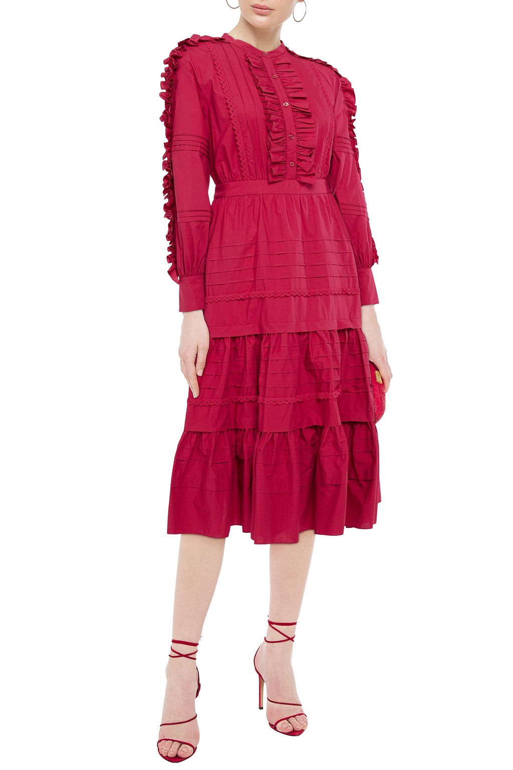 TEMPERLEY LONDON Jade tiered ruffle-trimmed cotton-poplin midi dress