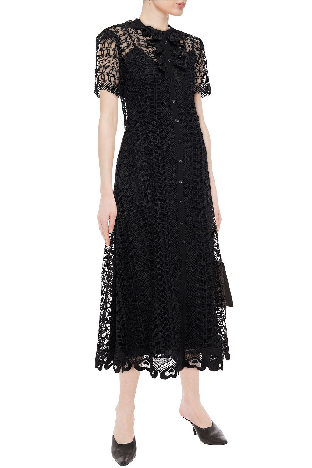 TEMPERLEY LONDON Ruffled guipure lace midi dress