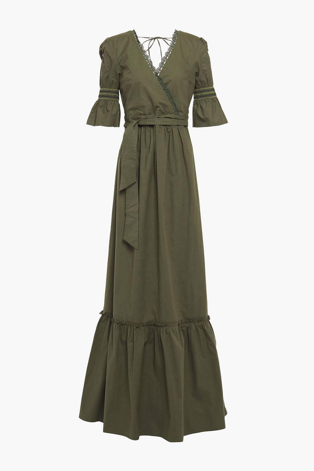 army green wrap dress