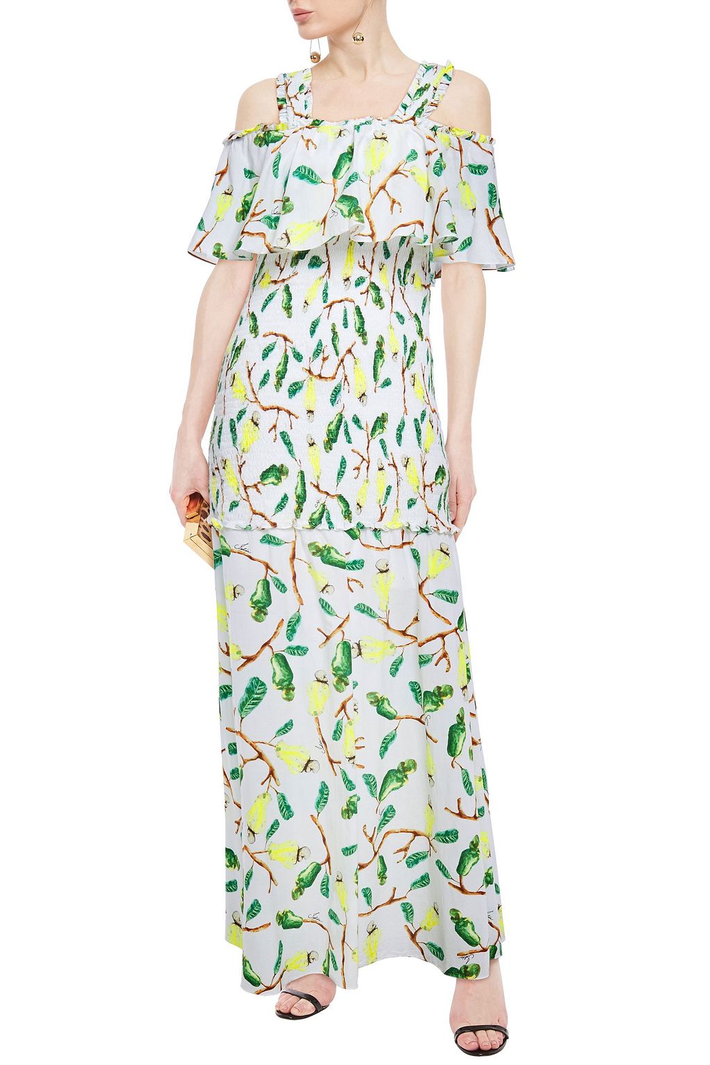 ISOLDA Coldshoulder printed cottongauze maxi dress THE