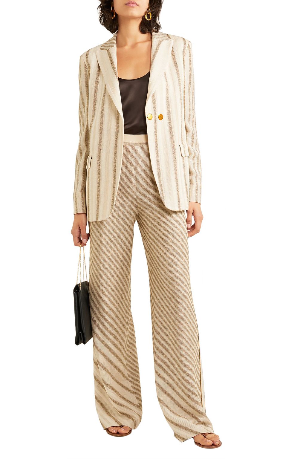 MISSONI Metallic striped crochet-knit blazer