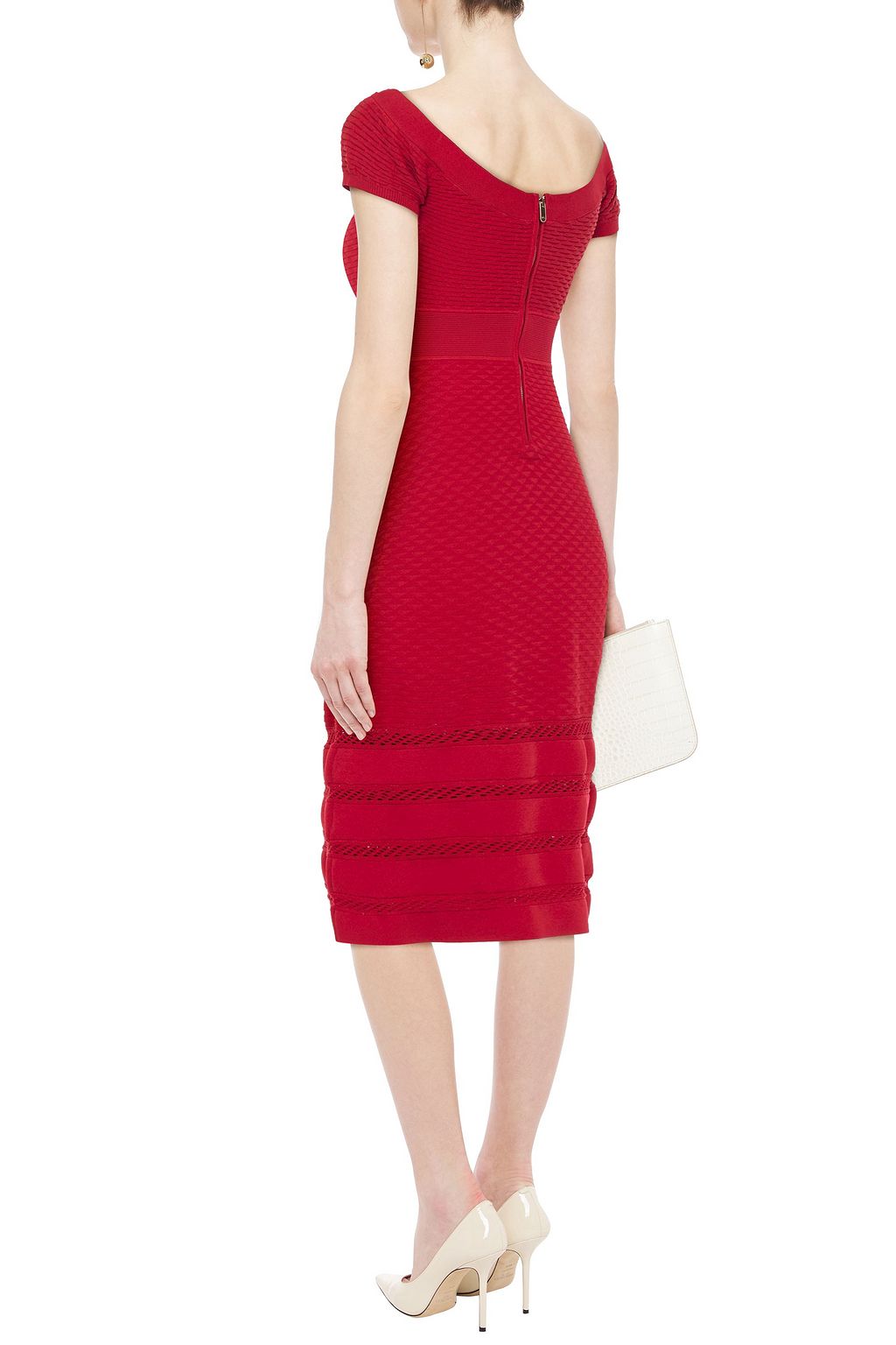 TEMPERLEY LONDON Kasha crochet-trimmed textured-ponte midi dress