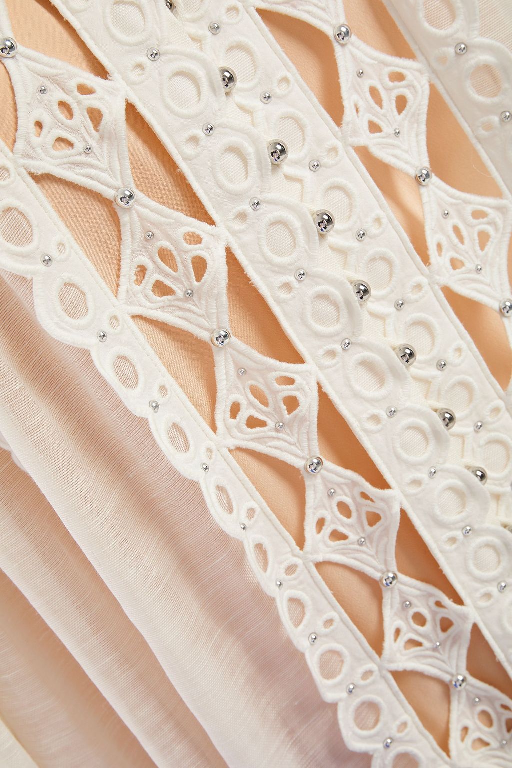 ZIMMERMANN Moncur studded broderie anglaise cotton and gauze mini dress