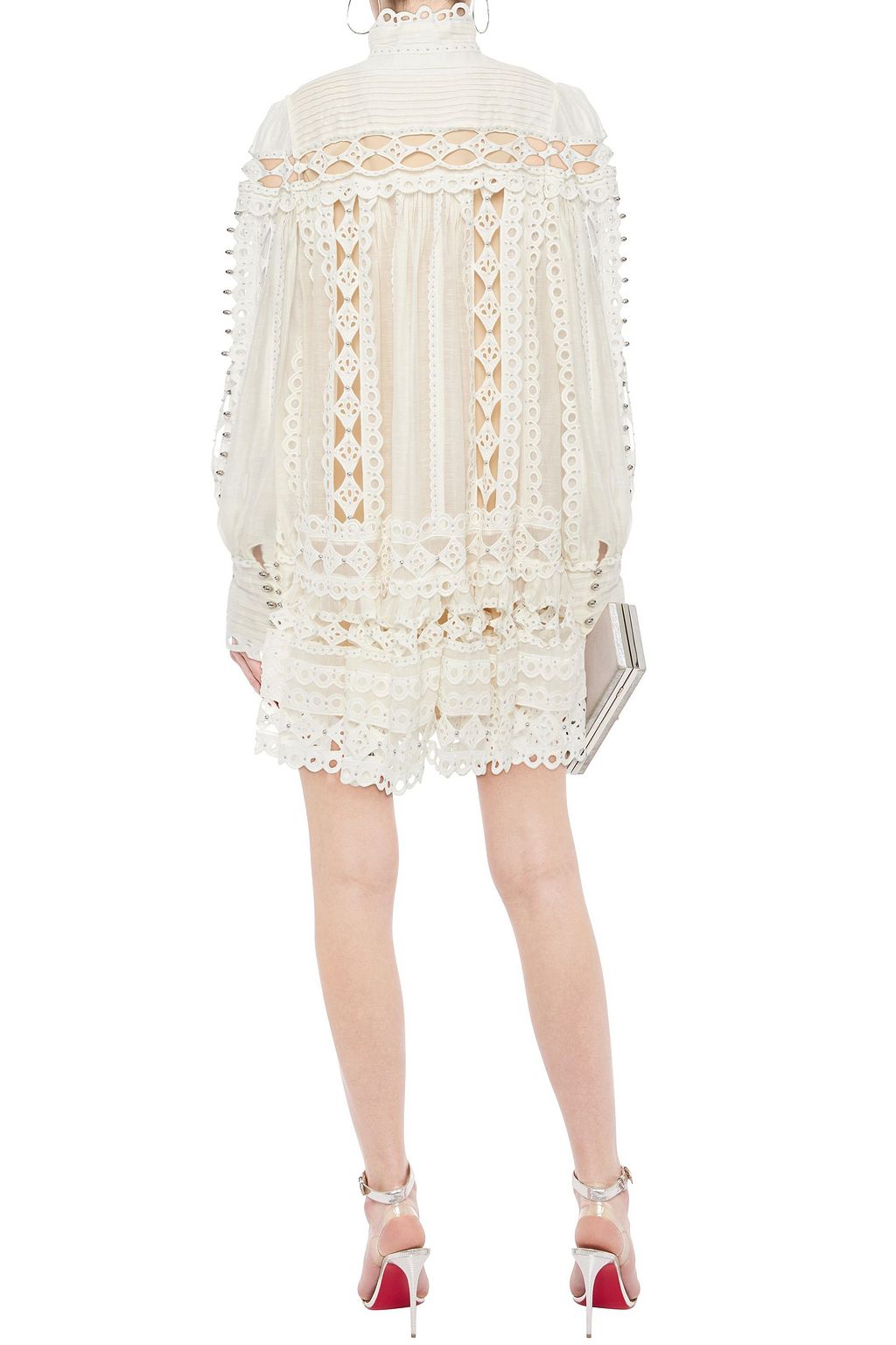 ZIMMERMANN Moncur studded broderie anglaise cotton and gauze mini dress