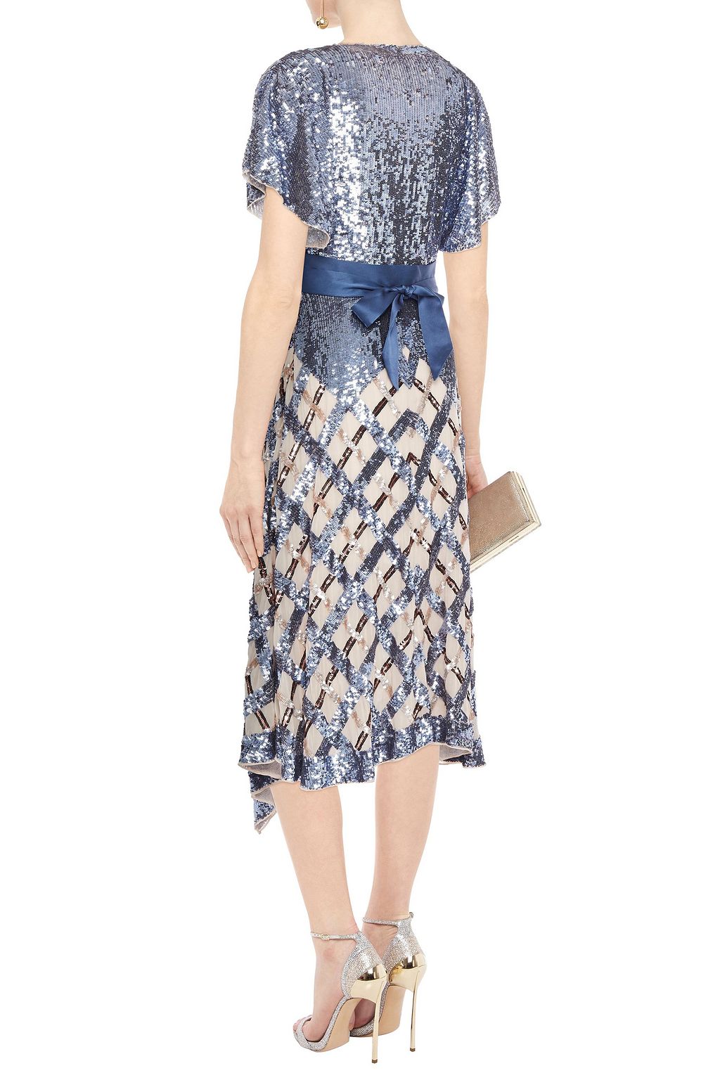 TEMPERLEY LONDON Akiko belted sequined tulle and georgette midi dress