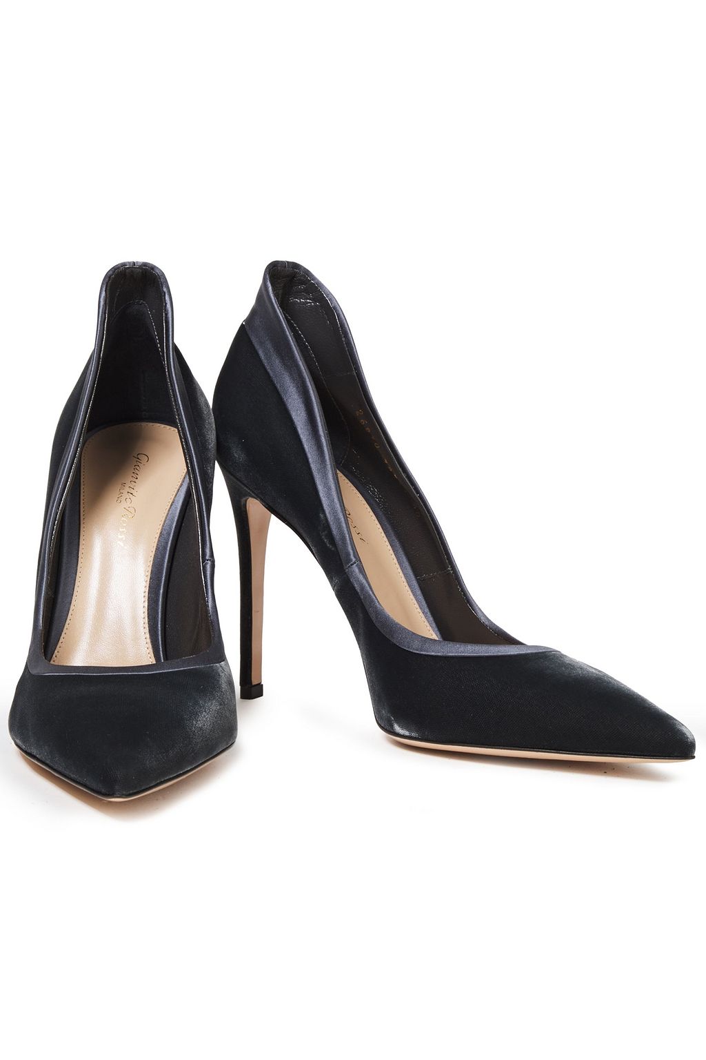GIANVITO ROSSI Satin-trimmed velvet pumps