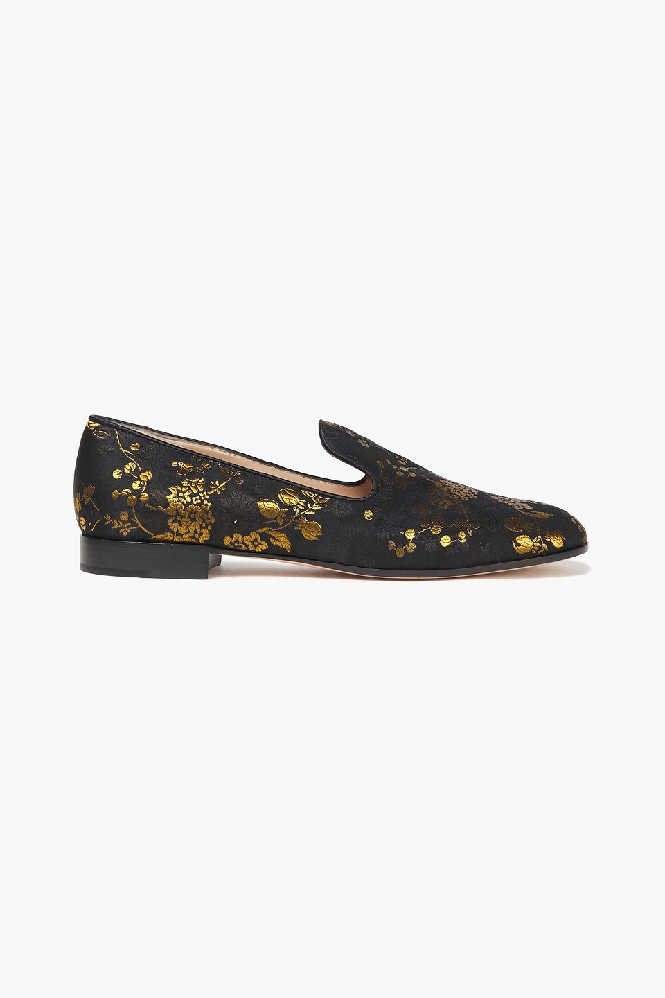 Gianvito Rossi Woman Floral-jacquard Loafers Black Size 40.5