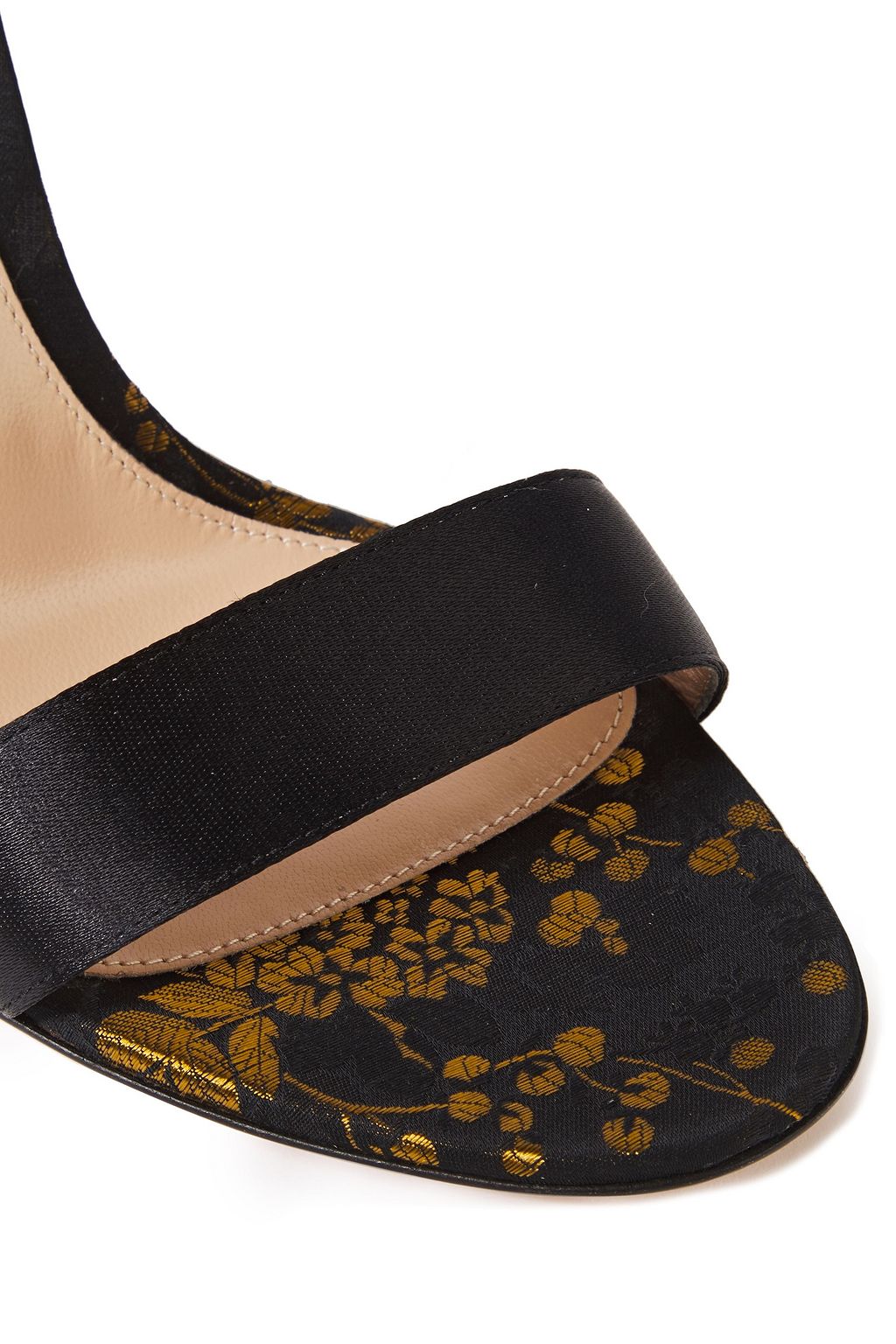 GIANVITO ROSSI Kyoto 105 bow-detailed satin and floral-jacquard sandals