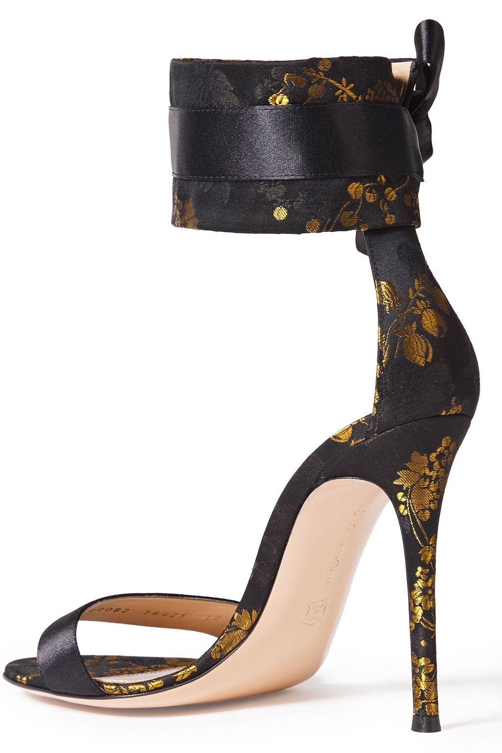 GIANVITO ROSSI Kyoto 105 bow-detailed satin and floral-jacquard sandals