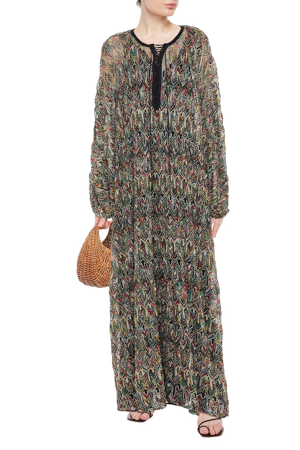 MISSONI Lace-up crochet-knit kaftan