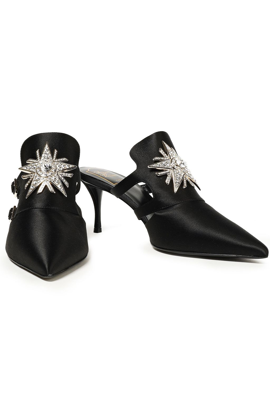 ROGER VIVIER Embellished buckled satin mules