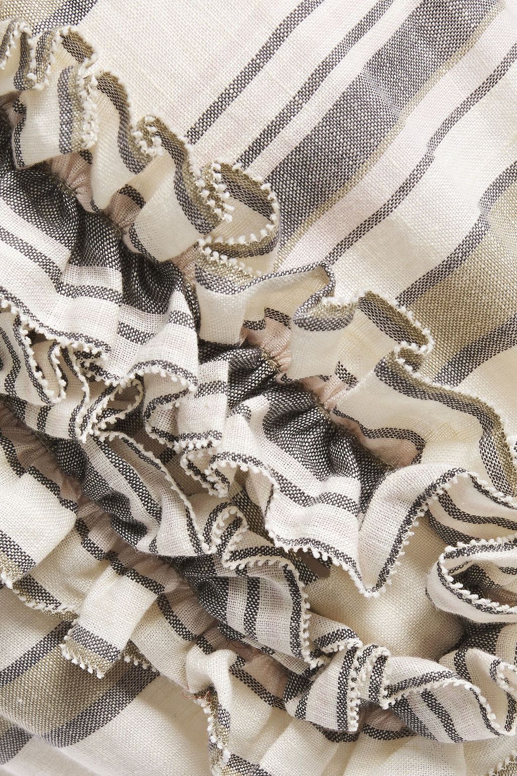 ZIMMERMANN Juno belted ruffled striped linen and cotton-blend mini dress