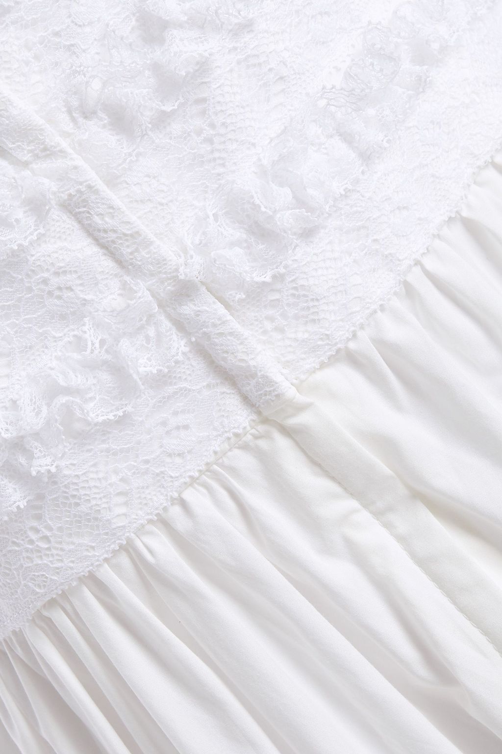DOLCE&GABBANA Tiered ruffled lace-trimmed cotton-blend poplin maxi dress