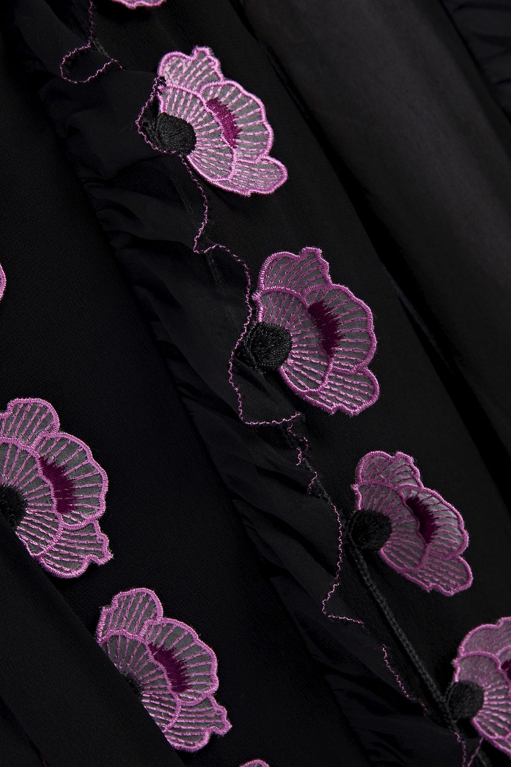 TEMPERLEY LONDON Cloudburst pussy-bow floral-appliquéd chiffon mini dress
