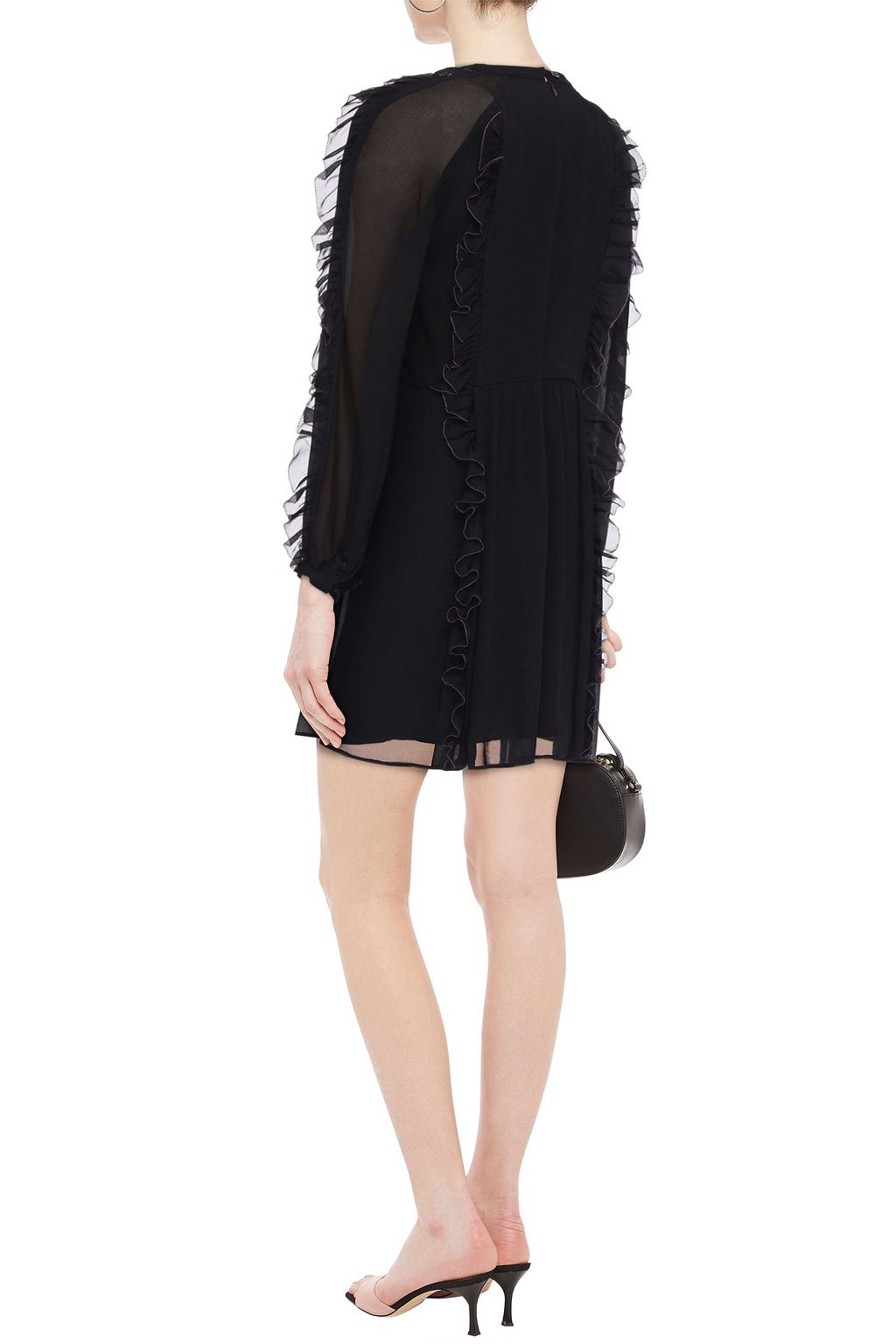 TEMPERLEY LONDON Cloudburst pussy-bow floral-appliquéd chiffon mini dress
