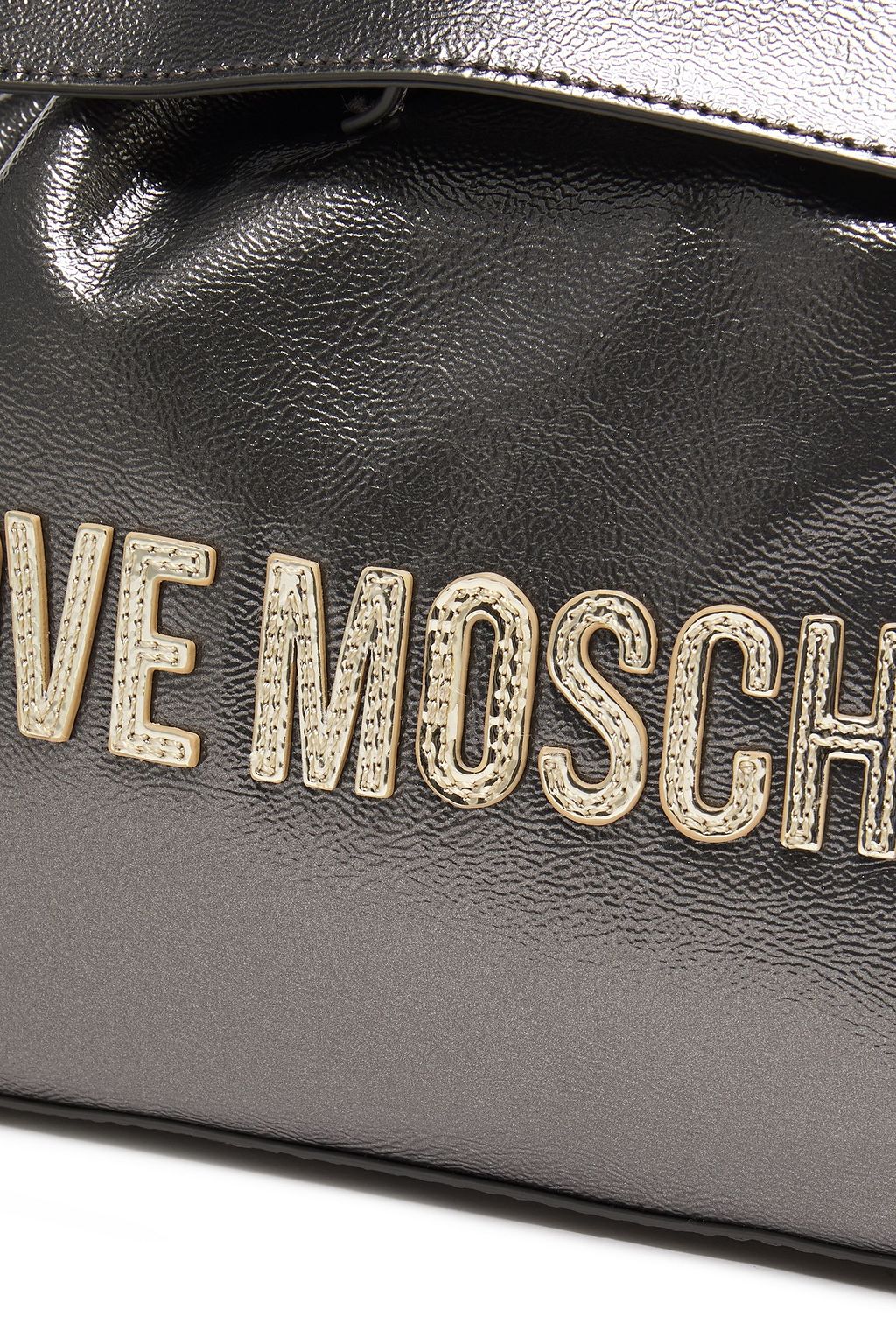LOVE MOSCHINO Embellished faux patent-leather backpack