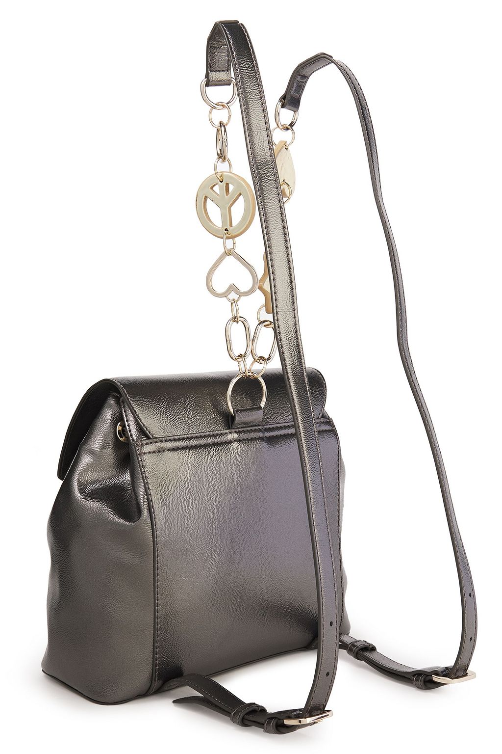 LOVE MOSCHINO Embellished faux patent-leather backpack
