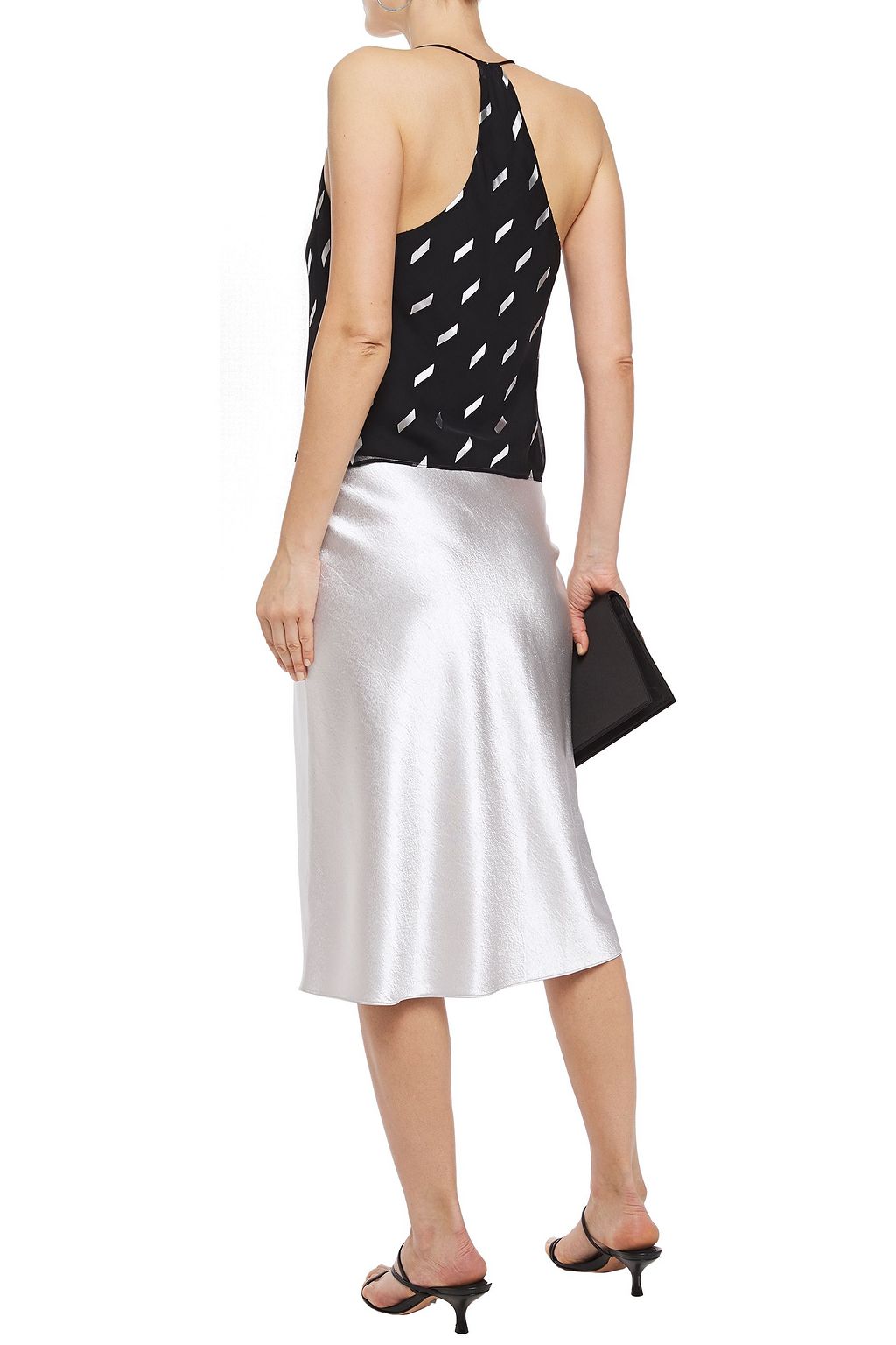 ALICE + OLIVIA Harmon metallic fil coupé silk-blend chiffon camisole
