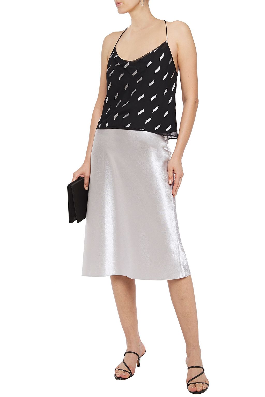 ALICE + OLIVIA Harmon metallic fil coupé silk-blend chiffon camisole