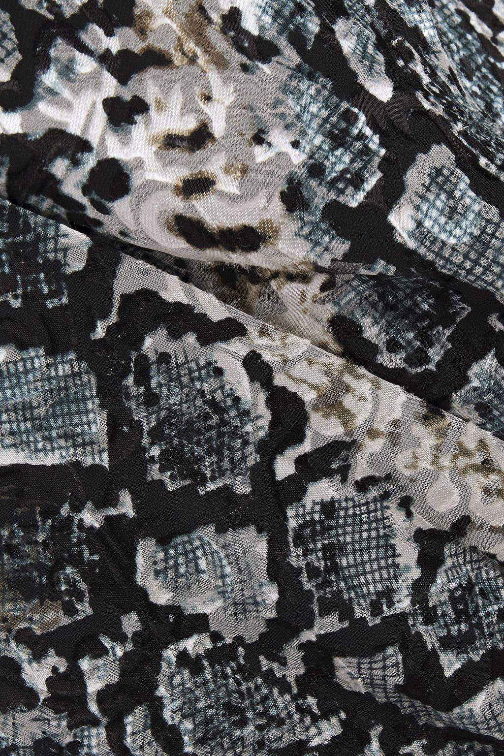 ALICE + OLIVIA Luba gathered snake-print burnout crepe de chine blouse