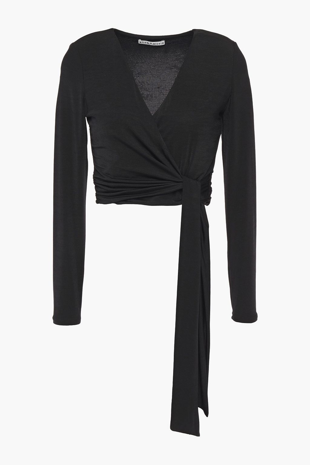 ALICE + OLIVIA Nya cropped stretch-jersey wrap top | Sale up to 70% off ...