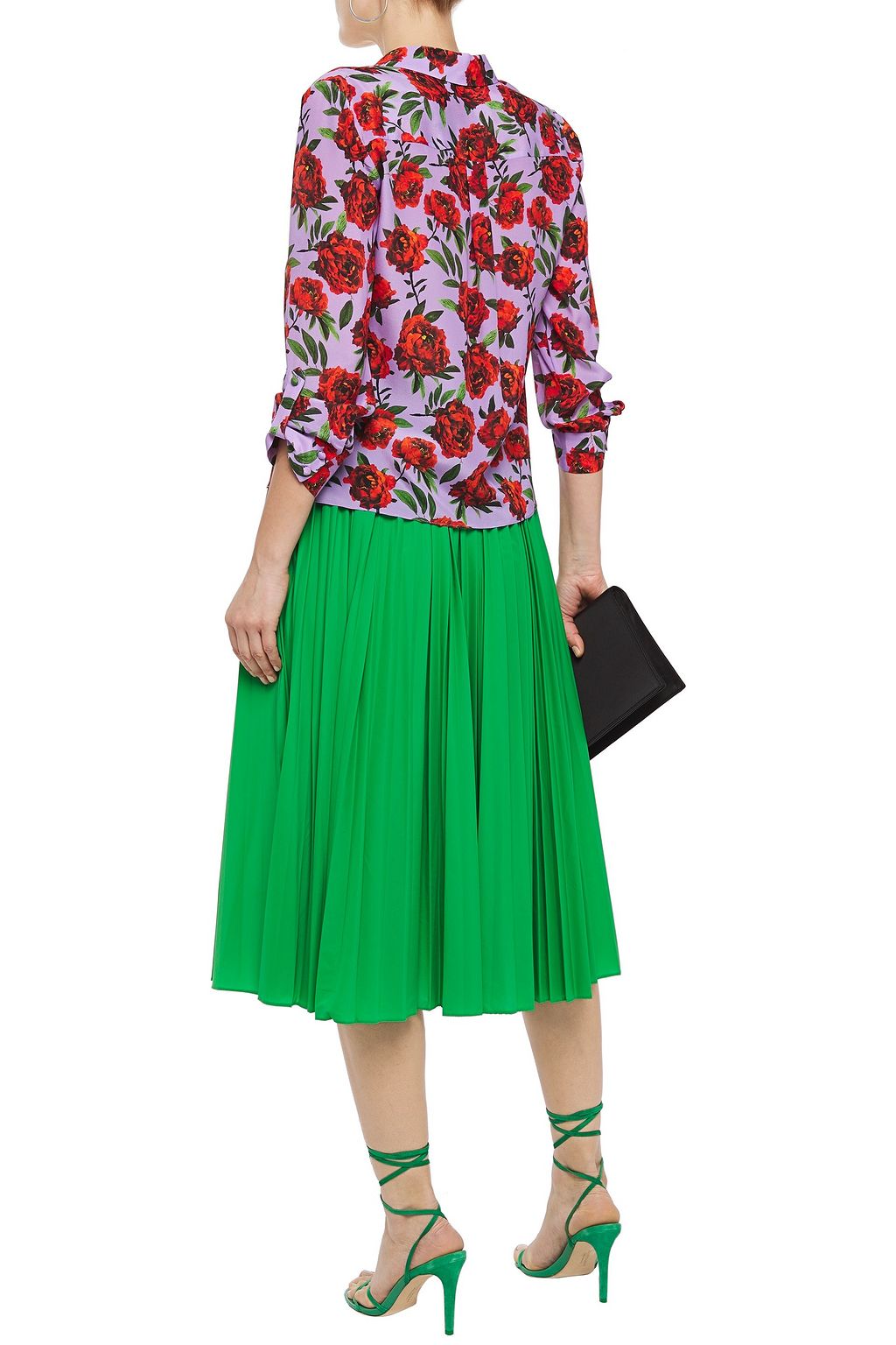 ALICE + OLIVIA Eloise floral-print silk crepe de chine shirt