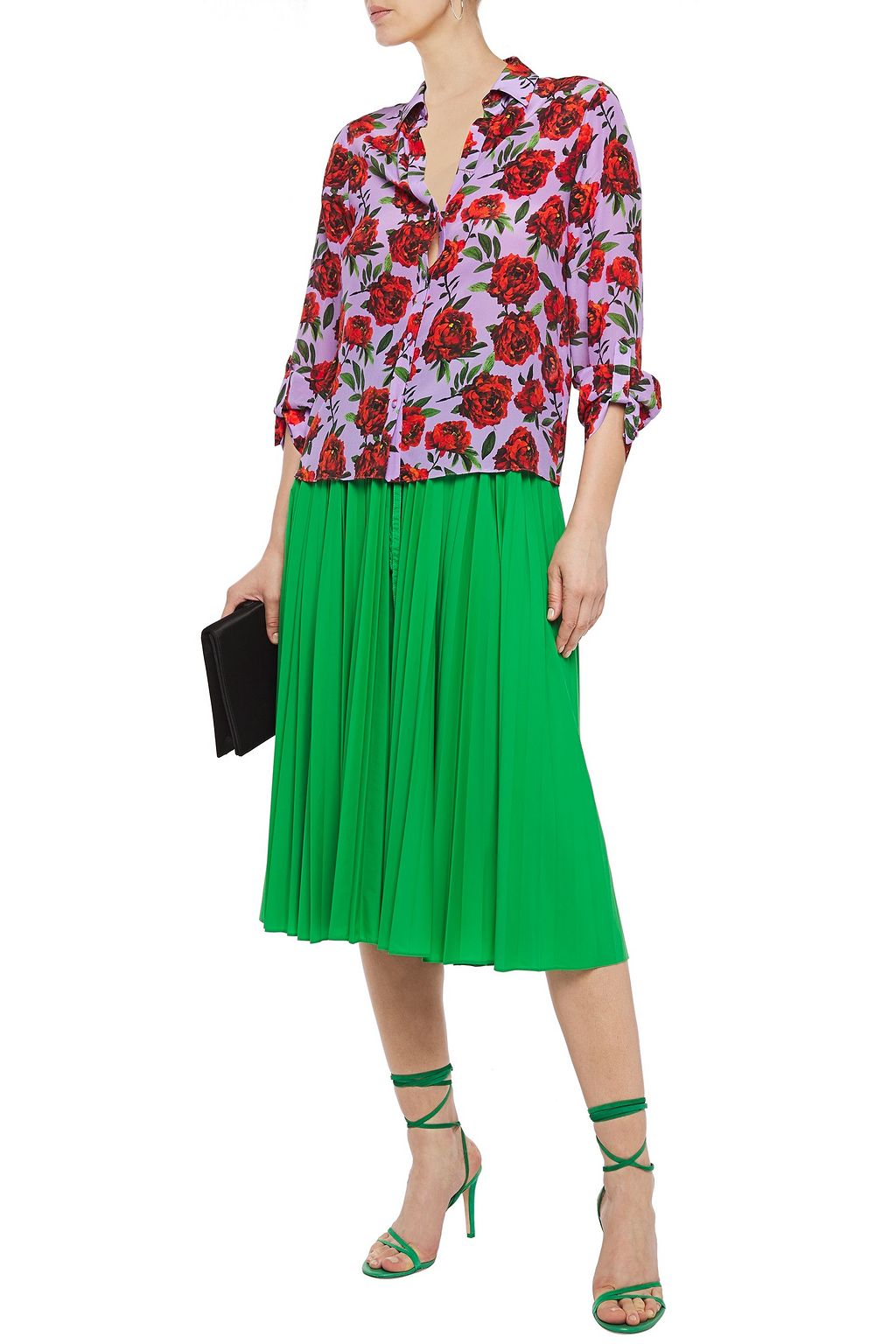 ALICE + OLIVIA Eloise floral-print silk crepe de chine shirt