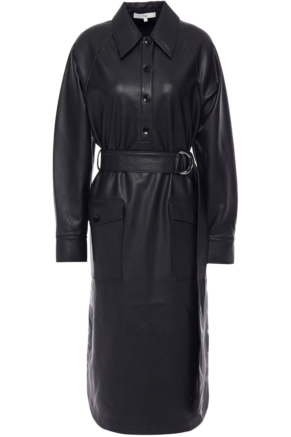 faux leather shirt dress