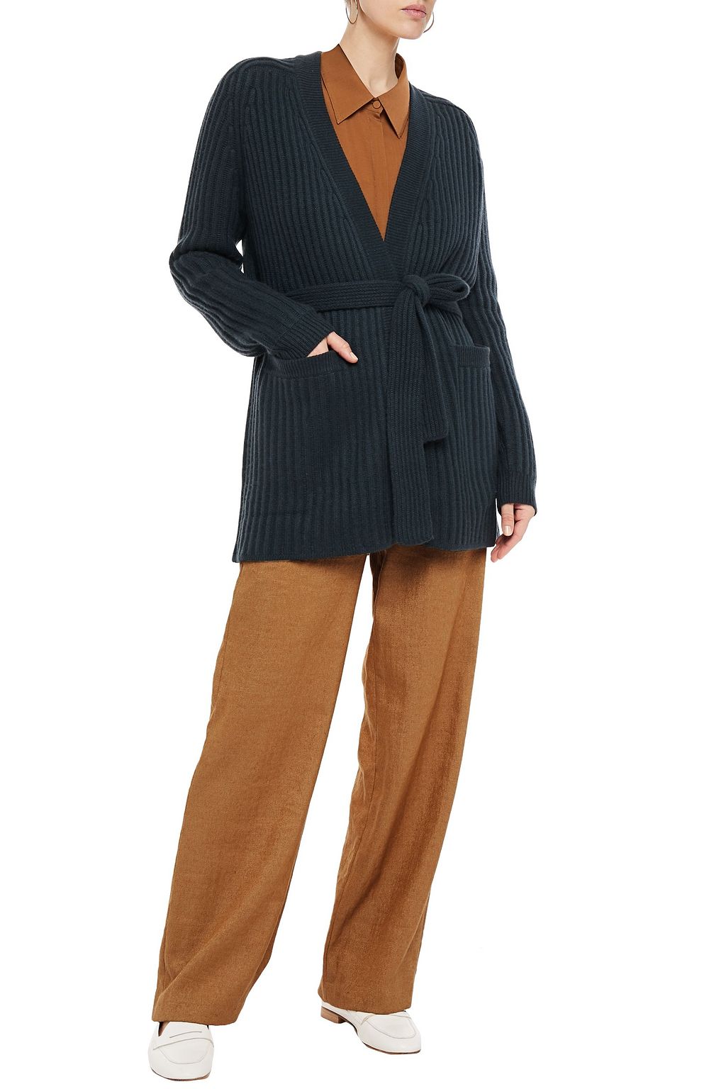 LE KASHA Belted ribbed cashmere cardigan