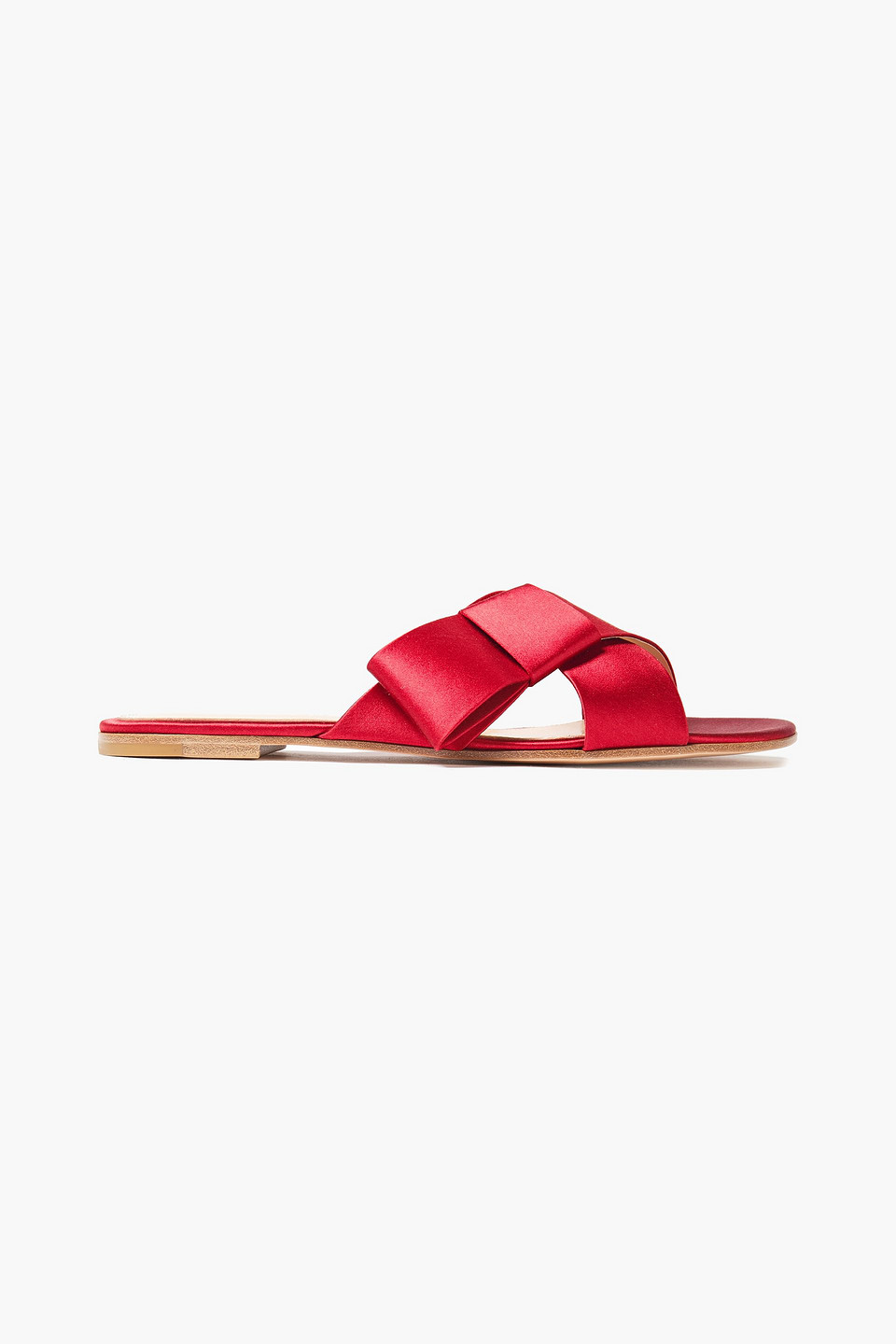 Gianvito Rossi Woman Obi Bow-embellished Satin Slides Claret Size 38.5